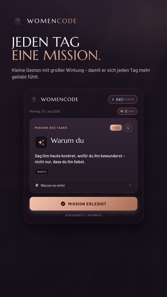 WomenCode: Mission des Tages mit Punktestand und Serie